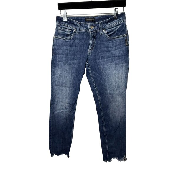 Silver Jeans Co Slim Boyfriend Raw Hem Jeans Medium Dark Wash W26 (2/4) - Picture 1 of 10